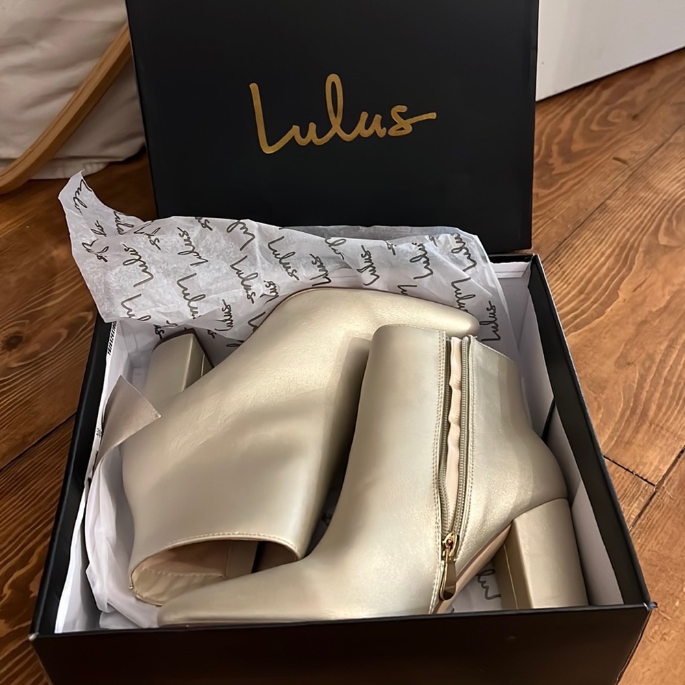 Lulu’s gold ankle boots